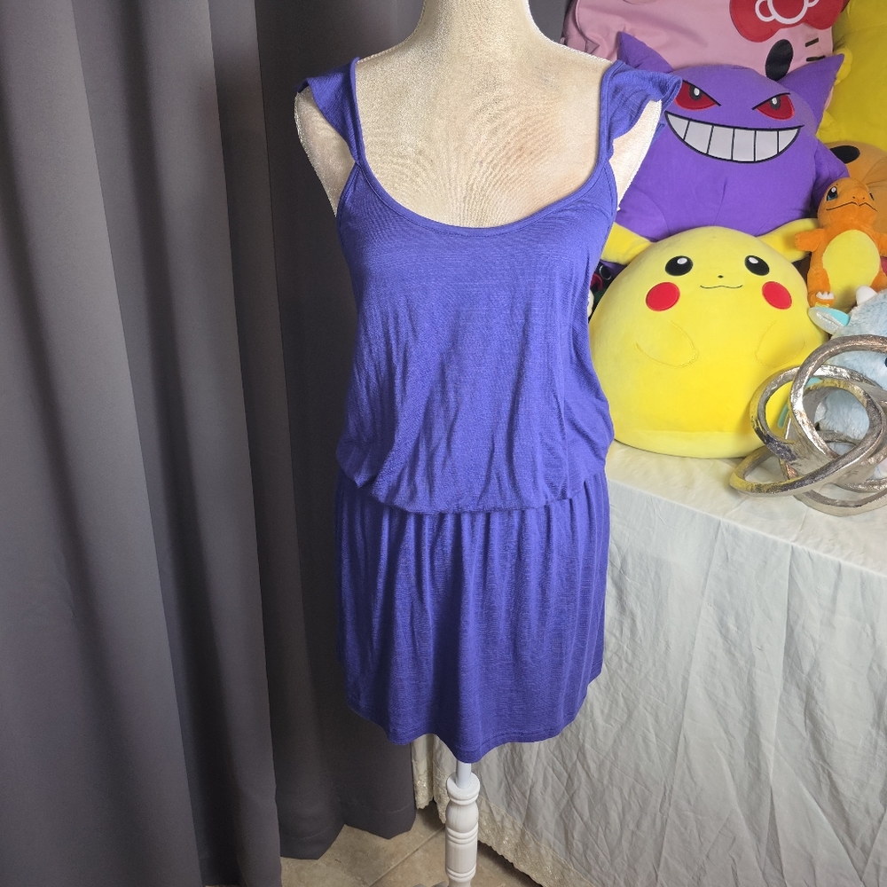 Dolan Anthropologie Purple Open Back Dress Medium Flutter Sleeve NWT